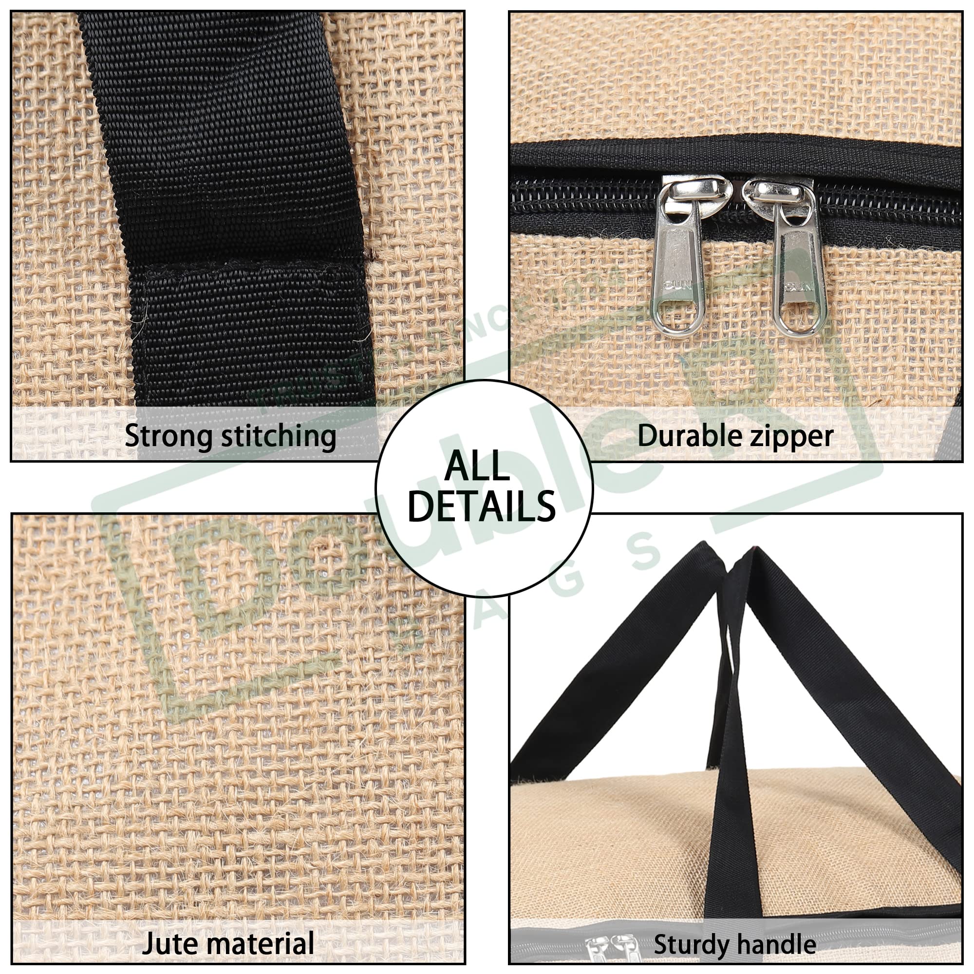 Double R Bags Large Jute Storage Bag for Clothes, Toys, Bedding & Blankets – 70L, 1 Compartment, Moisture-Proof Organizer with Zip & Handle (55.5x38x38 cm, Beige, Pack of 1) 1