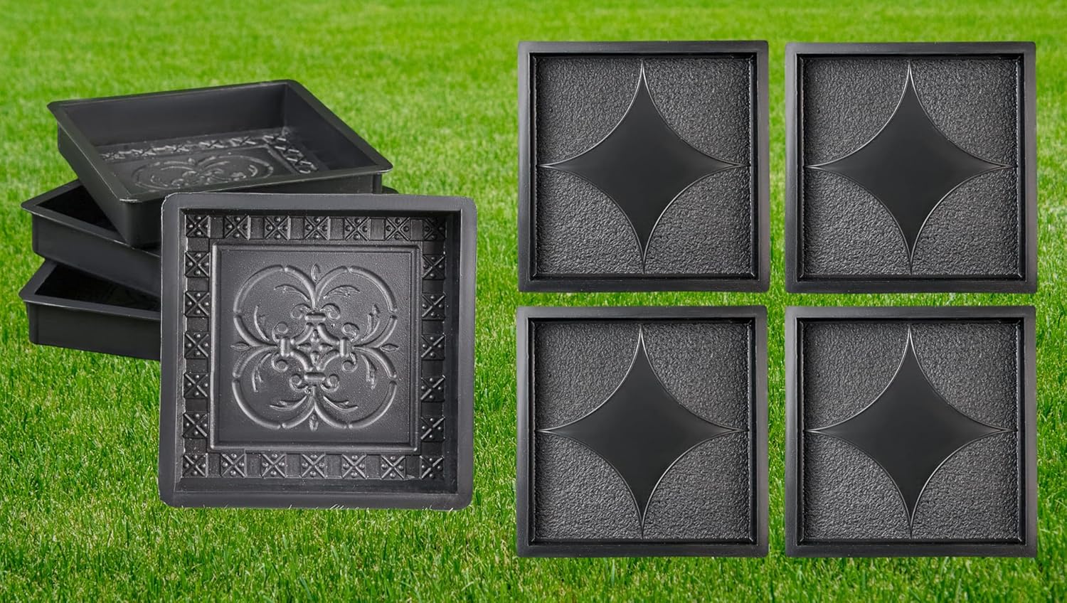 4 pcs Plastic Molds Concrete Set Patio Paving Mold & 4 pcs Plastic Molds Concrete Set Patio Paving Mold