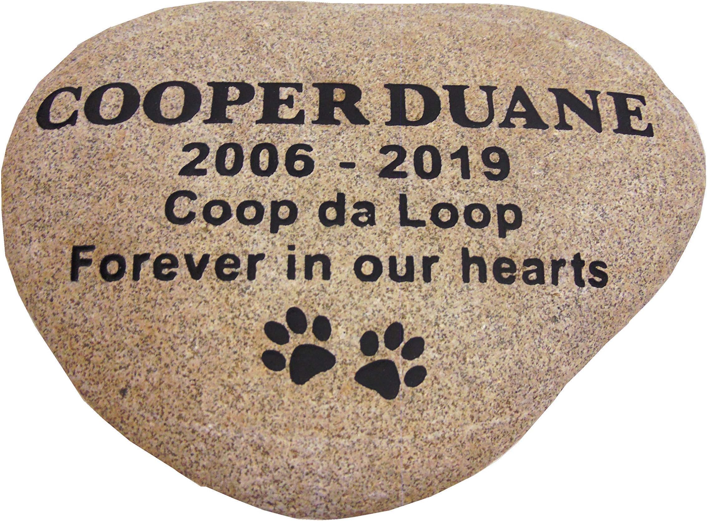 Pet memorial river rock 13" custom engraved for your fur baby.