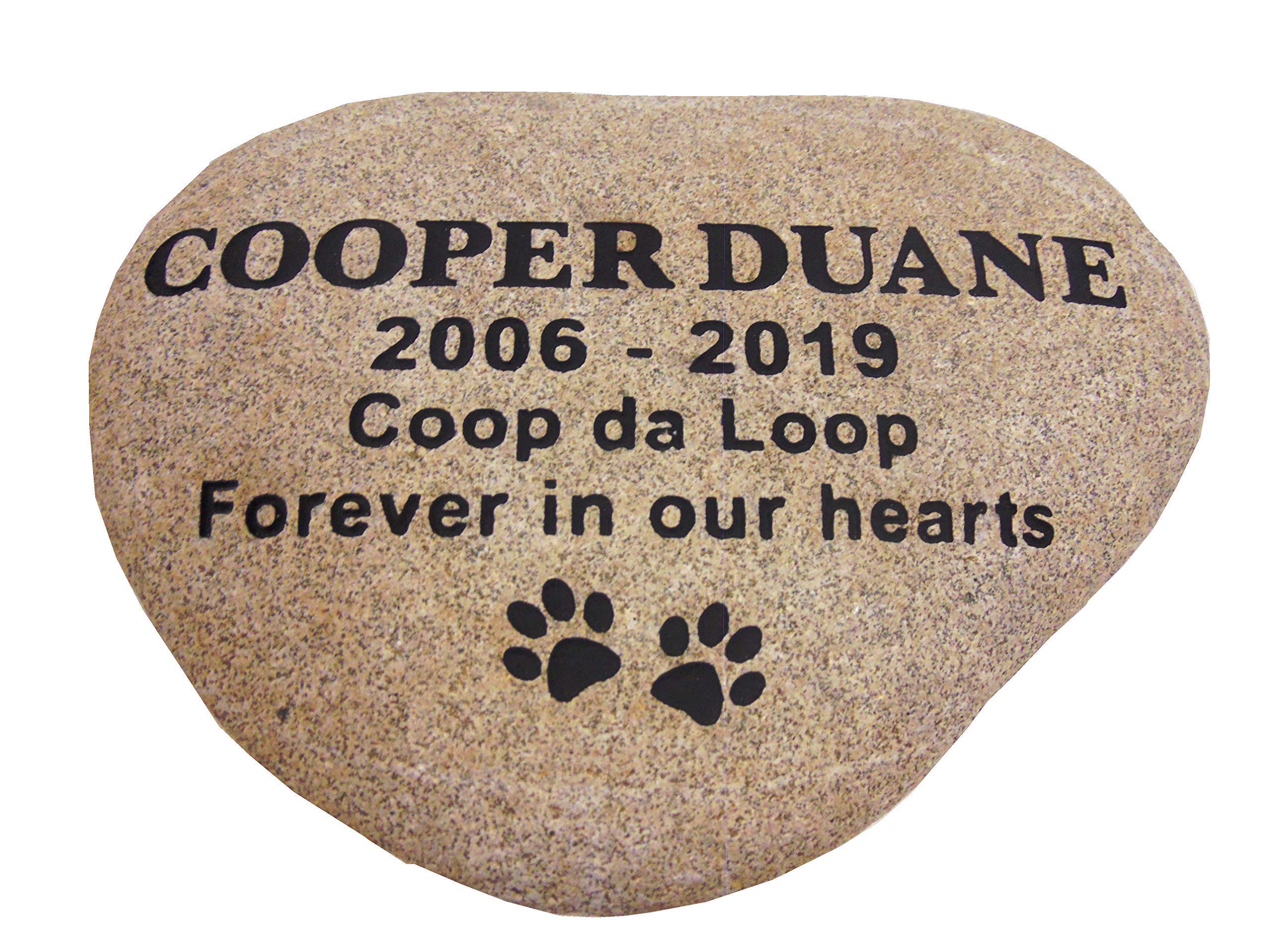 Pet memorial river rock 13" custom engraved for your fur baby.