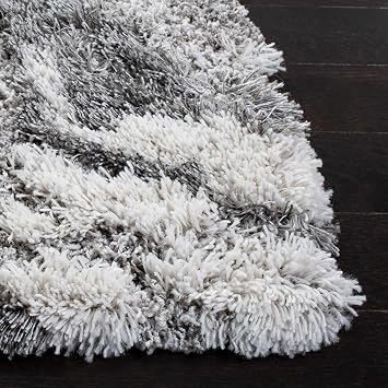 SAFAVIEH Horizon Shag Collection Area Rug - 6' x 9', Grey & Ivory, Modern Abstract Design, Non-Shedding & Easy Care, 2-inch Thick Ideal for High Traffic Areas in Living Room, Bedroom (HZN890F)