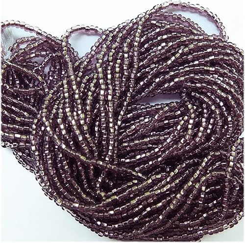 Cuentas de semillas 10/0 de amatista checa con forro morado de cristal plateado Rocailles (paquete de una madeja)