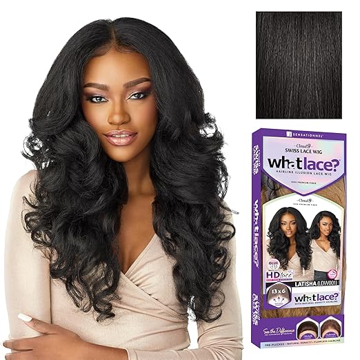 Sensationnel What Lace 13X6 Wigs - Latisha Lacefrontal Hand Tied Glueless Synthetic With Natural Density Preplucked Hairline (Off Black 1B)