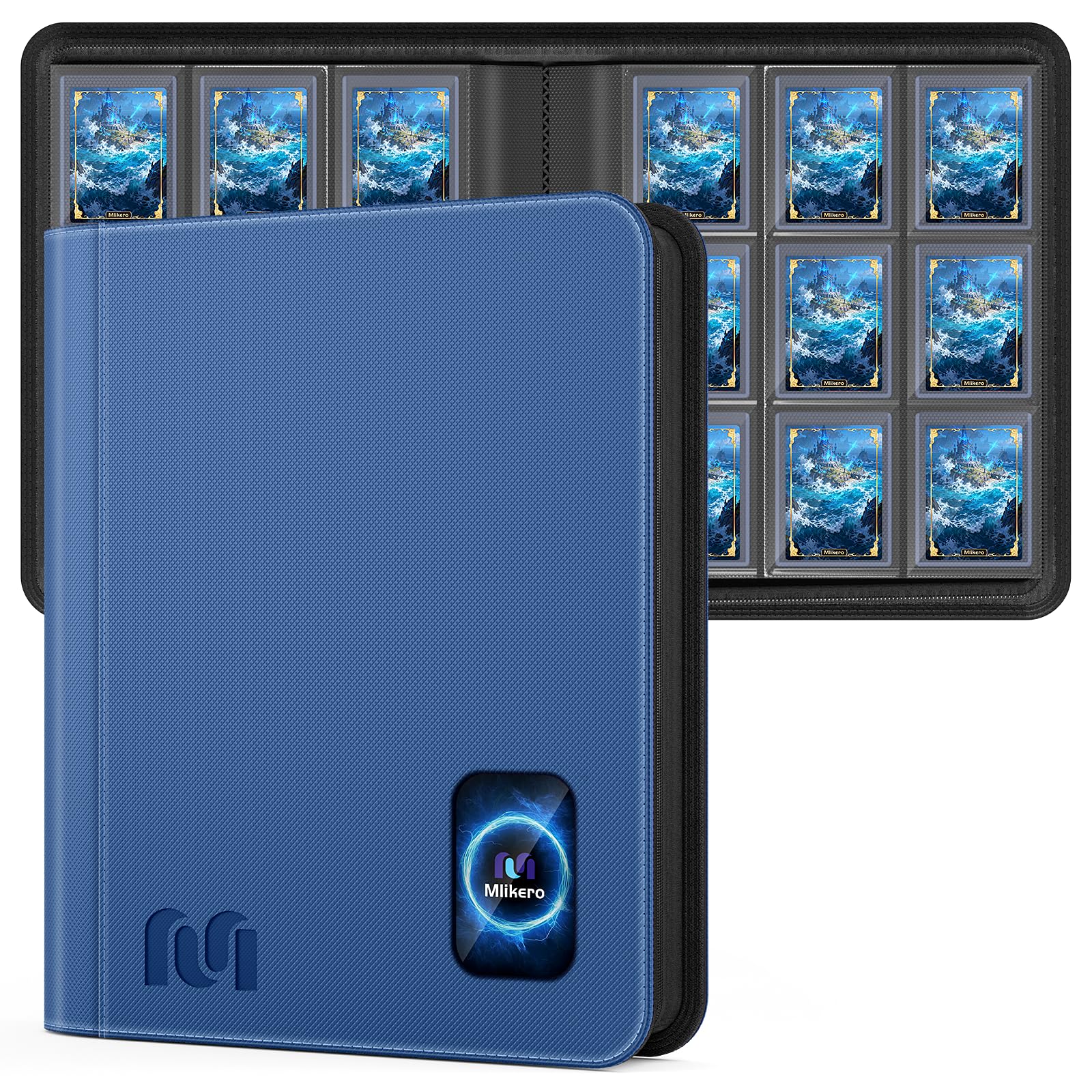 Mlikero 9 Pocket Card Binder, Holds 360 Hard Plastic Card Sleeves, Blue — image 1