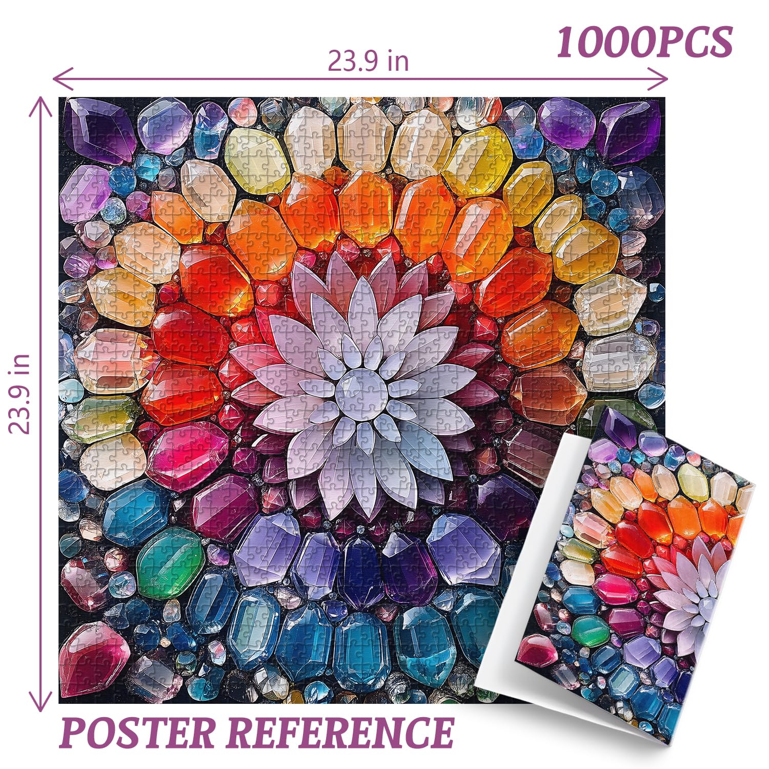 PICKFORU Crystal Puzzles for Adults 1000 Pieces, Gem Art 1000 Piece Puzzle Crystal Art, Colorful Challenging Rainbow Jigsaw Puzzles as Home Decor - Image 4