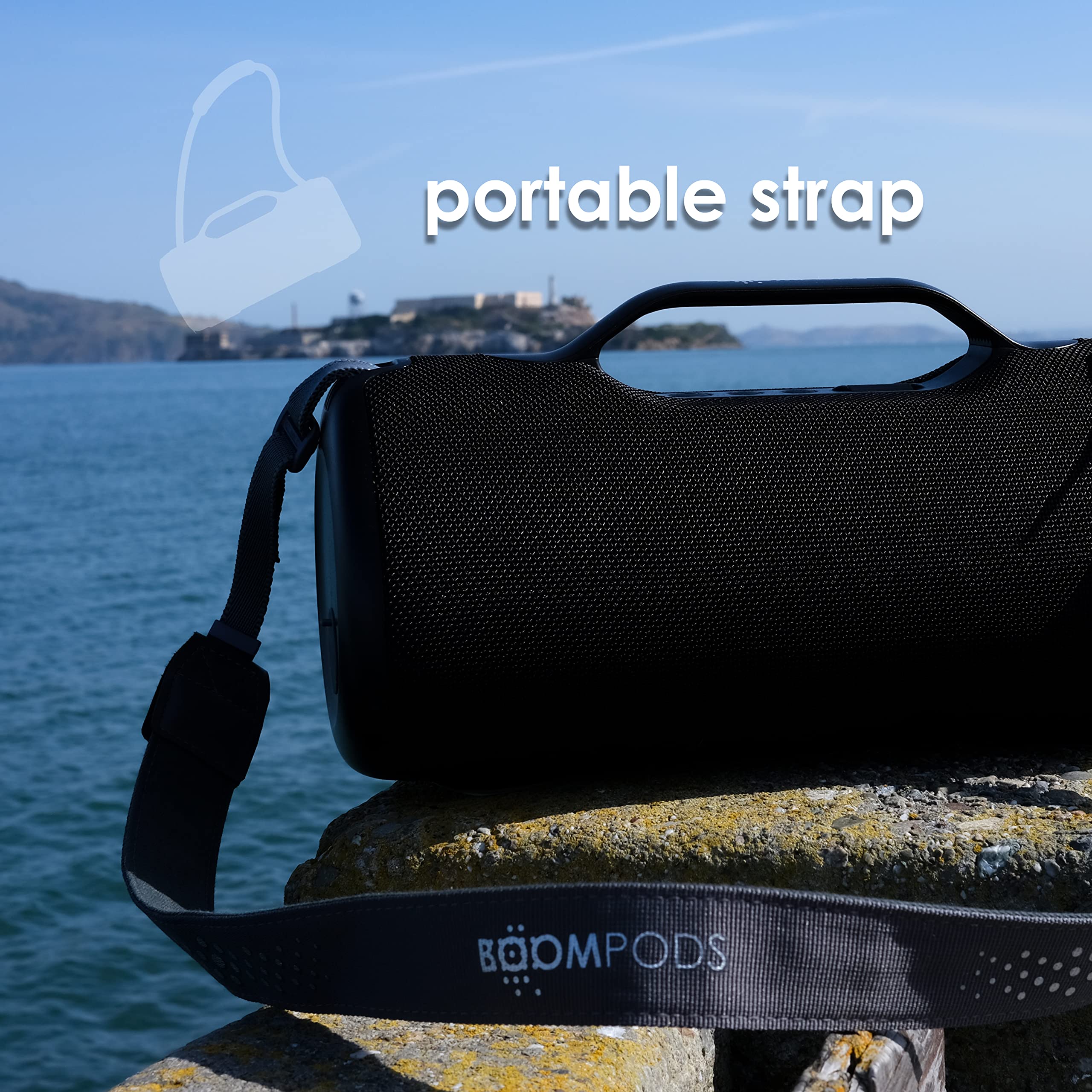 Boompods Rhythm 60 Haut-Parleur Bluetooth sans Fil - Mini Enceinte Portable avec Effets Lumineux LED, Autonomie 10h, Double Couplage, Haut Parleur étanche pour Voyage, Douche et Jardin, Noir