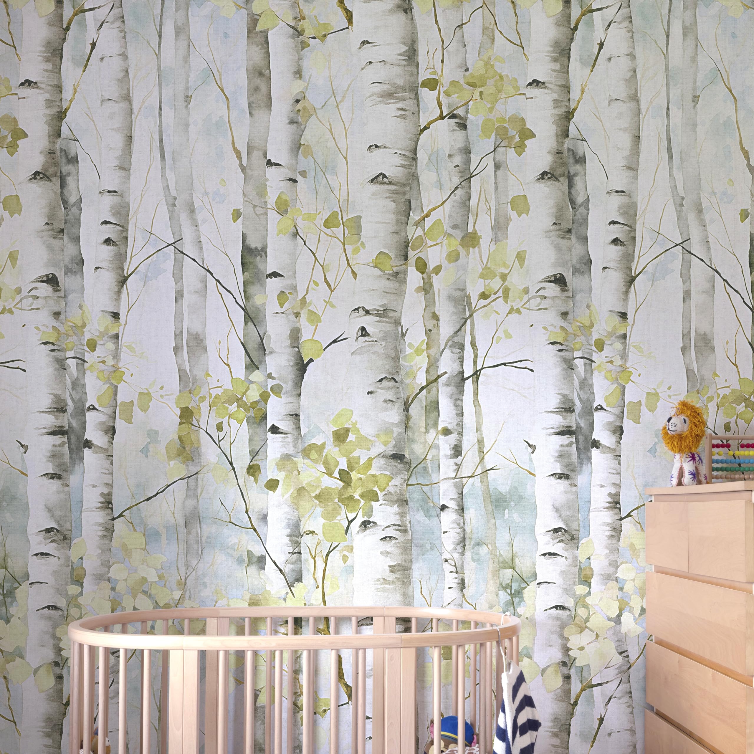 Rackhams Silver Betula Birch Trees Spring Forest 3 Panel Repeatable Mural 1.59 X 2.8M