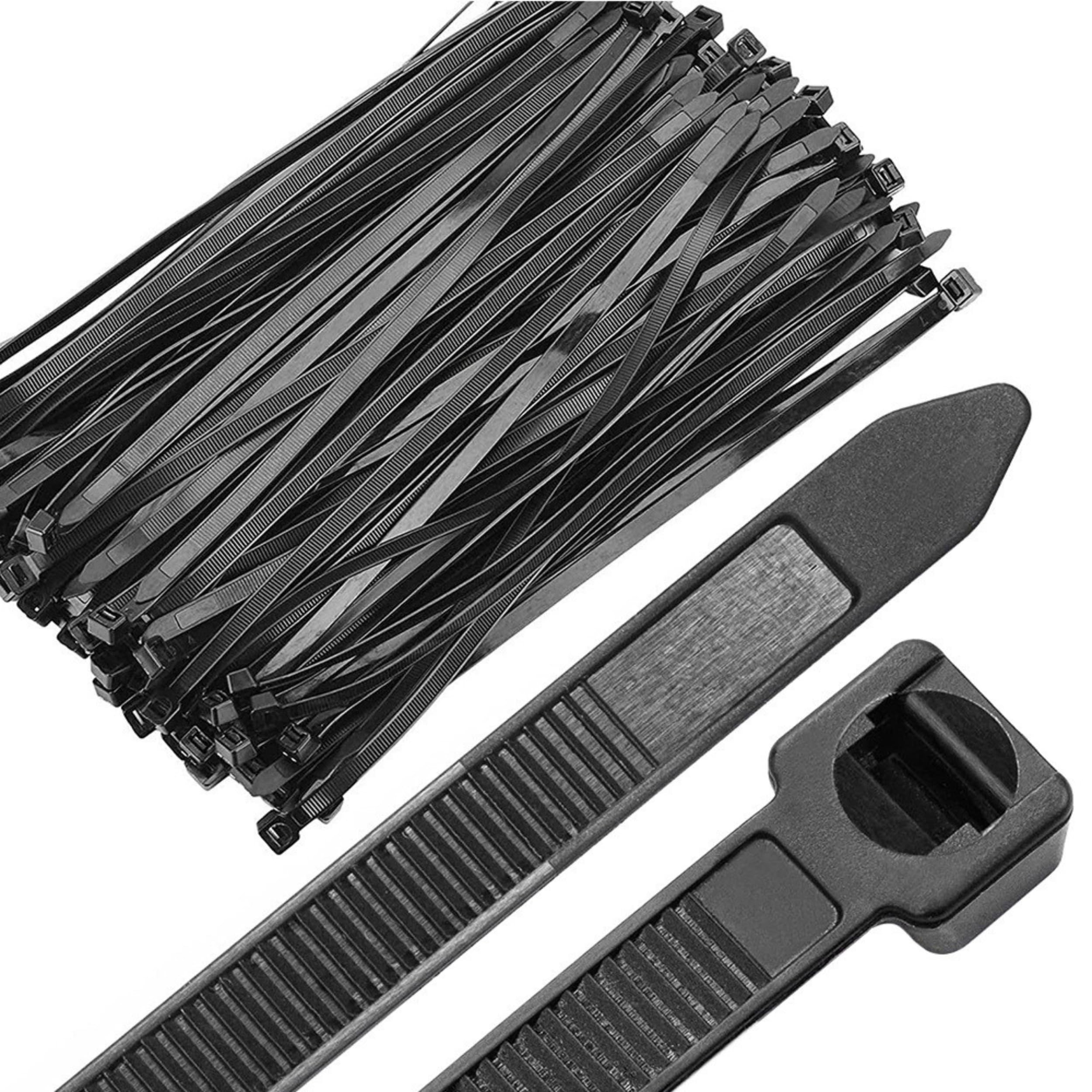 PARENCE. - Set of 100 Plastic Cable Ties - 100 Pieces, Serflex, Cable Ties, Rislan - Cable tie - 200 x 3.6 mm, Black
