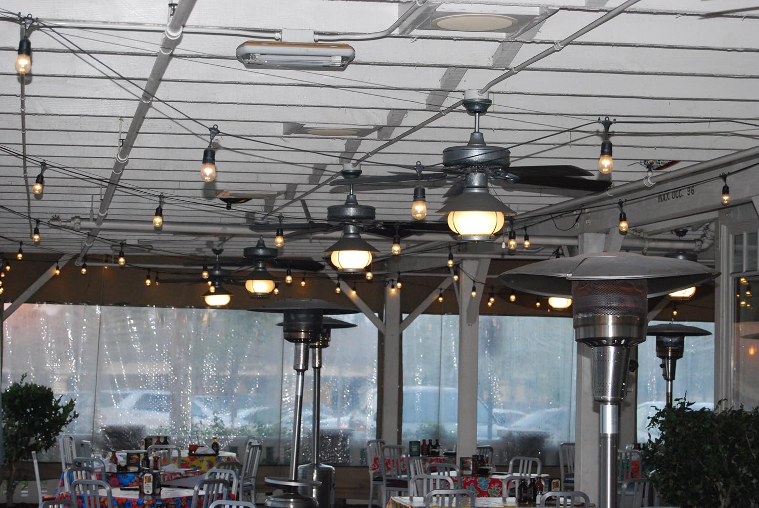 Vintage 48-Ft Outdoor Commercial String Lights with 24 Suspended Sockets and 24 Clear S14 Bulbs, 14 Gauge Black Cord