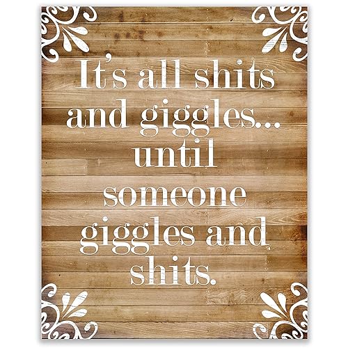 Rustic Farmhouse Bathroom Decor for the Wall - Funny Country Home Art Sign - Modern Farm House Bath Picture - Cabin Restroom Accent - Bathroom Art -