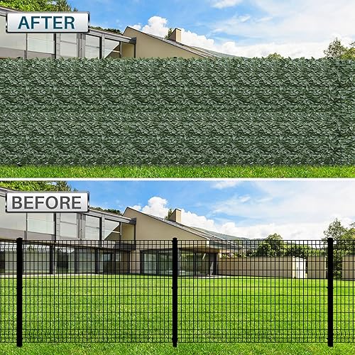Miniatura 10 de Coarbor Paquete de 1 pantalla para cerca de privacidad de hojas de hiedra sintética, artificiales, de 4 x 8 pies, con respaldo de malla, paneles de