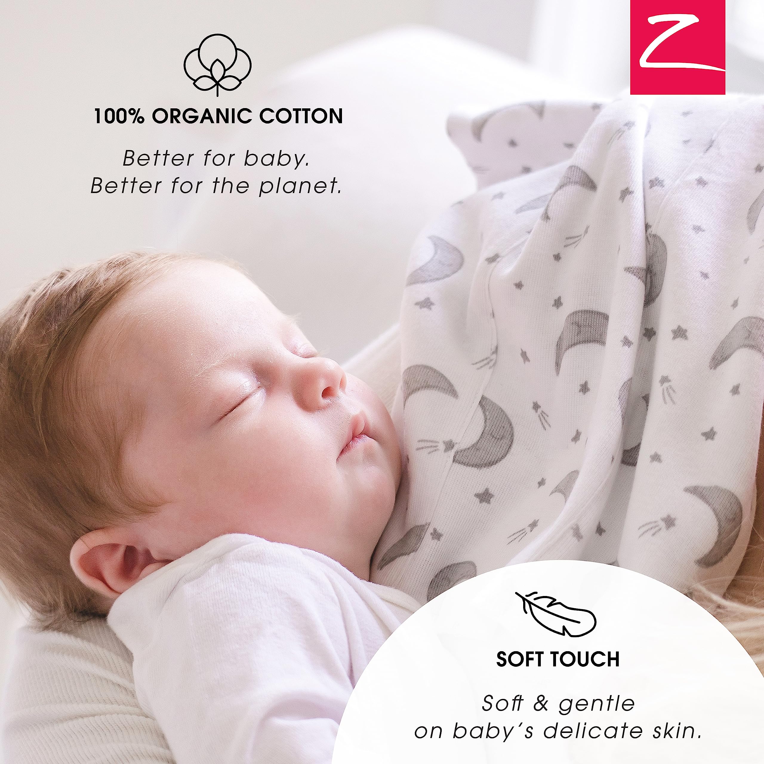 Zutano - Paquete de 5 paños orgánicos para eructos para bebé, corazones rosados
