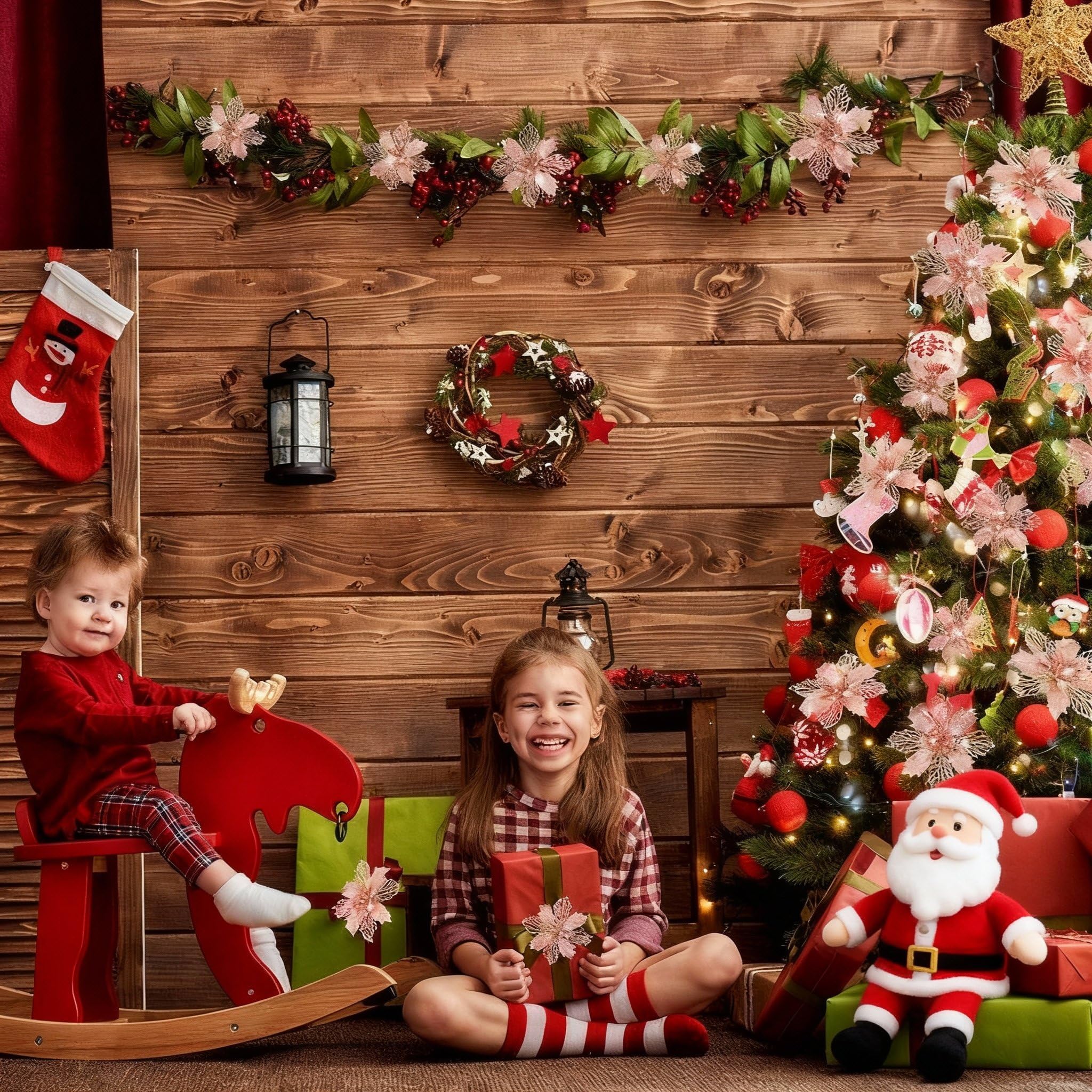 Boao 24 sztuki Boże Narodzenie brokat sztuczne kwiaty wilczomleja Boże Narodzenie kwiaty dekoracje ślub choinka ozdoby noworoczne (różowe złoto) (Boao-Ornaments-BA5341)