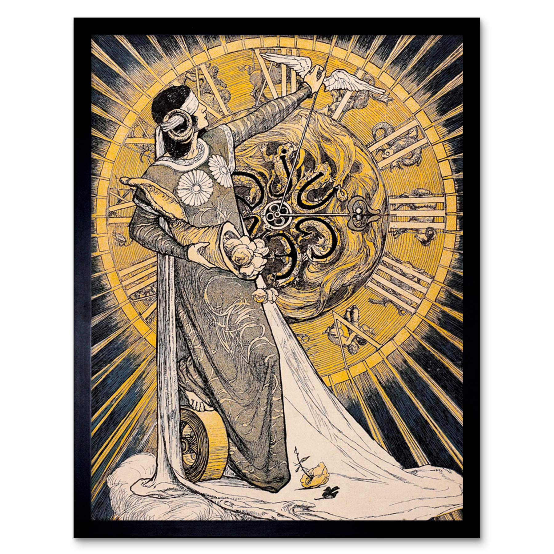 Wee Blue Coo Magazine Cover Jugend Clock Nouveau Art Print Framed Poster Wall Decor 12x16 inch