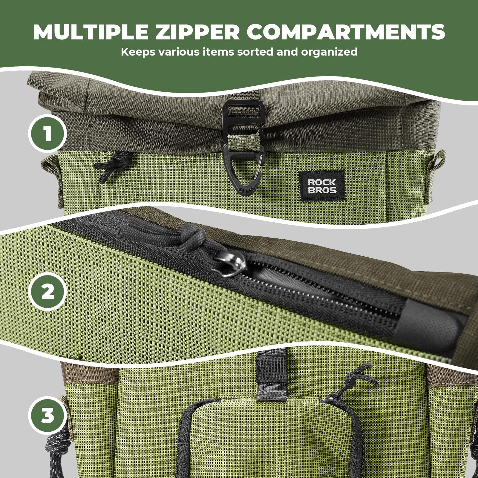 ROCKBROS Borsa da Manubrio per Bici Pieghevole Brompton e Bicicletta con Manubrio Piatto, Capacità Espandibile 2.8-4.6L Roll-Top, Borsa a Tracolla Regolabile Anti-usura e Stabile per Commute Ciclismo