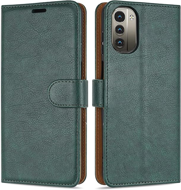 Case Collection for Nokia G11 / Nokia G21 Phone Premium Leather Folio Cover, Magnetic Closure Protective Book Design Wallet Flip with [Card Slots] and [Kickstand] for Nokia G11 / Nokia G21 Case Green