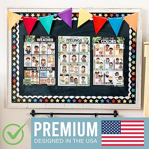 Miniatura 4 de Carteles de lenguaje de señas para decoración de aula, 8 carteles ASL para el aula, tabla de lenguaje de señas estadounidense para niños, póster del