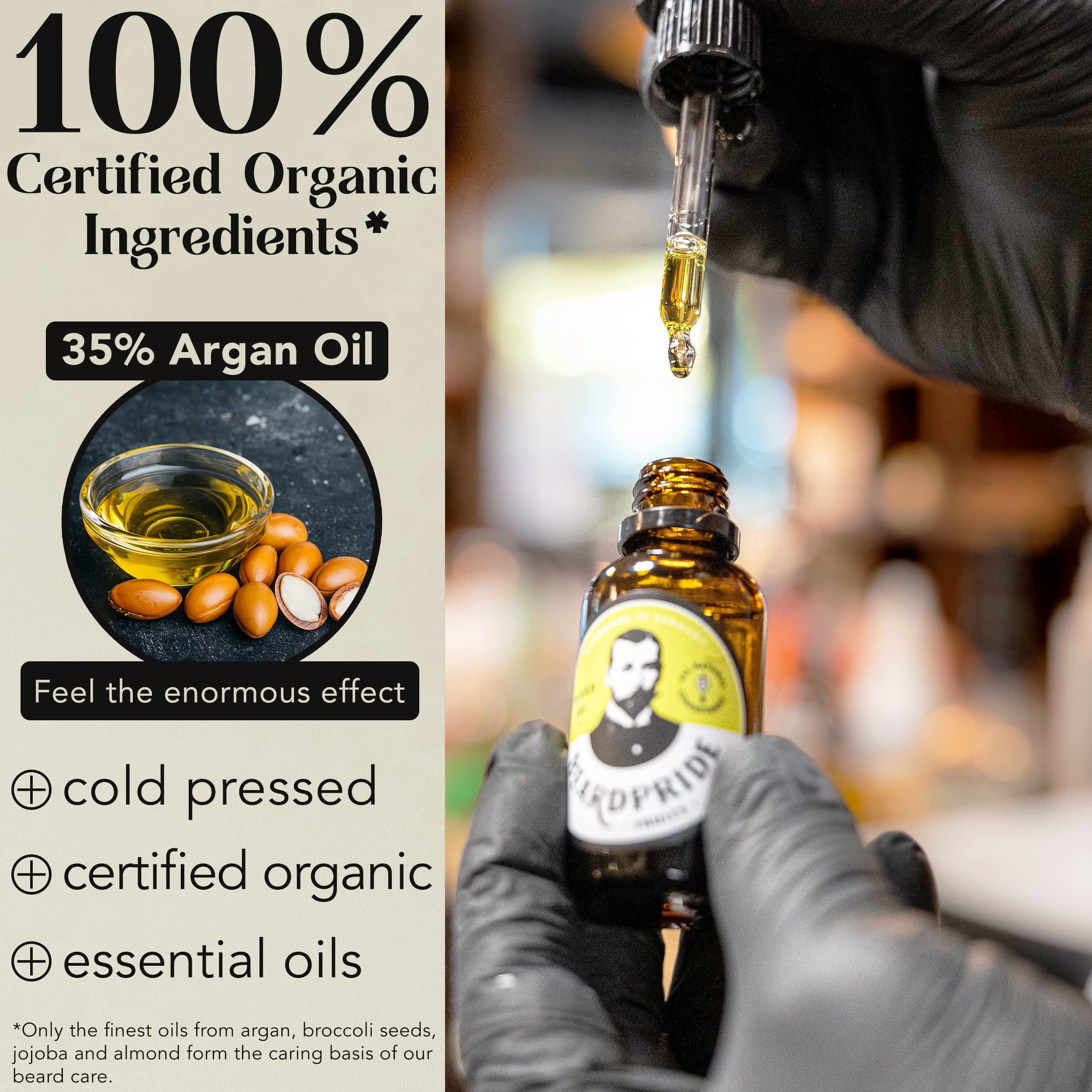 BEARDPRIDE Huile à barbe pour hommes - Barbershop Oil - L'huile à barbe originale du barbier - Notre huile à barbe rend la barbe douce - Huiles 100% naturelles - huile à barbe pour hommes