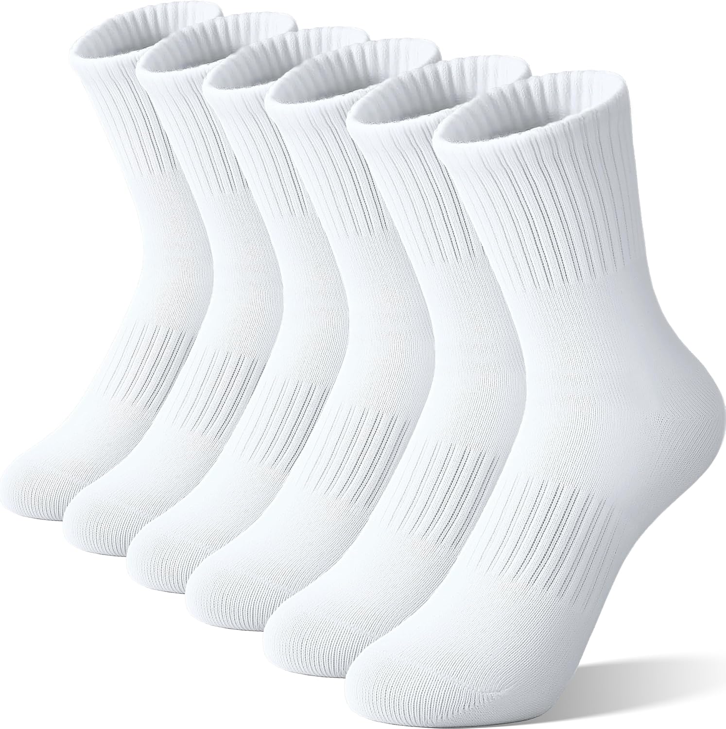 Unisex School Kids Boys Girls Athletic Socks Soft Cotton Student Uniform White Black Gray Crew Socks 6 Pairs