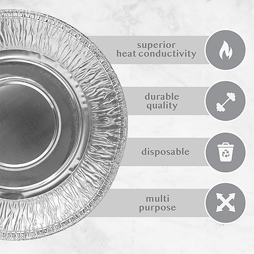 Miniatura 6 de PLASTICPRO Sartenes redondos de papel de aluminio de 10 pulgadas, desechables, aptos para congelador y horno, para hornear, cocinar, almacenar, asar