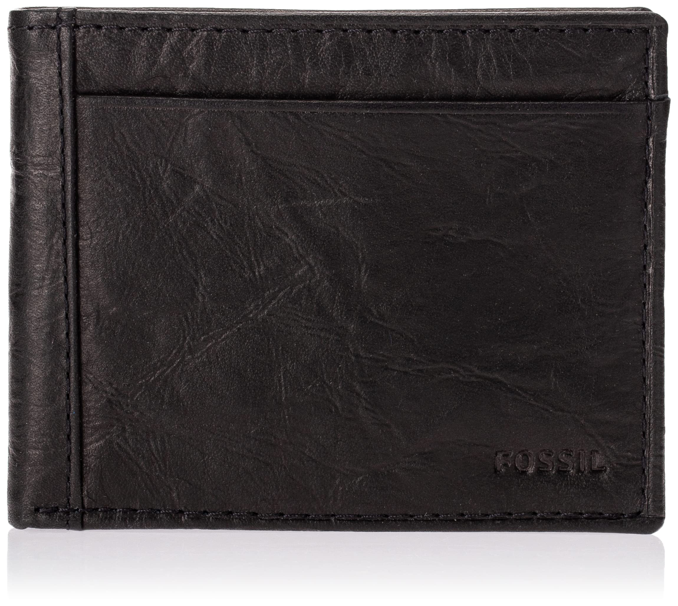Fossil Wallet for Men Neel, Leather Bifold black 11.43 cm L x 1.9 cm W x 8.89 cm H ML3899001