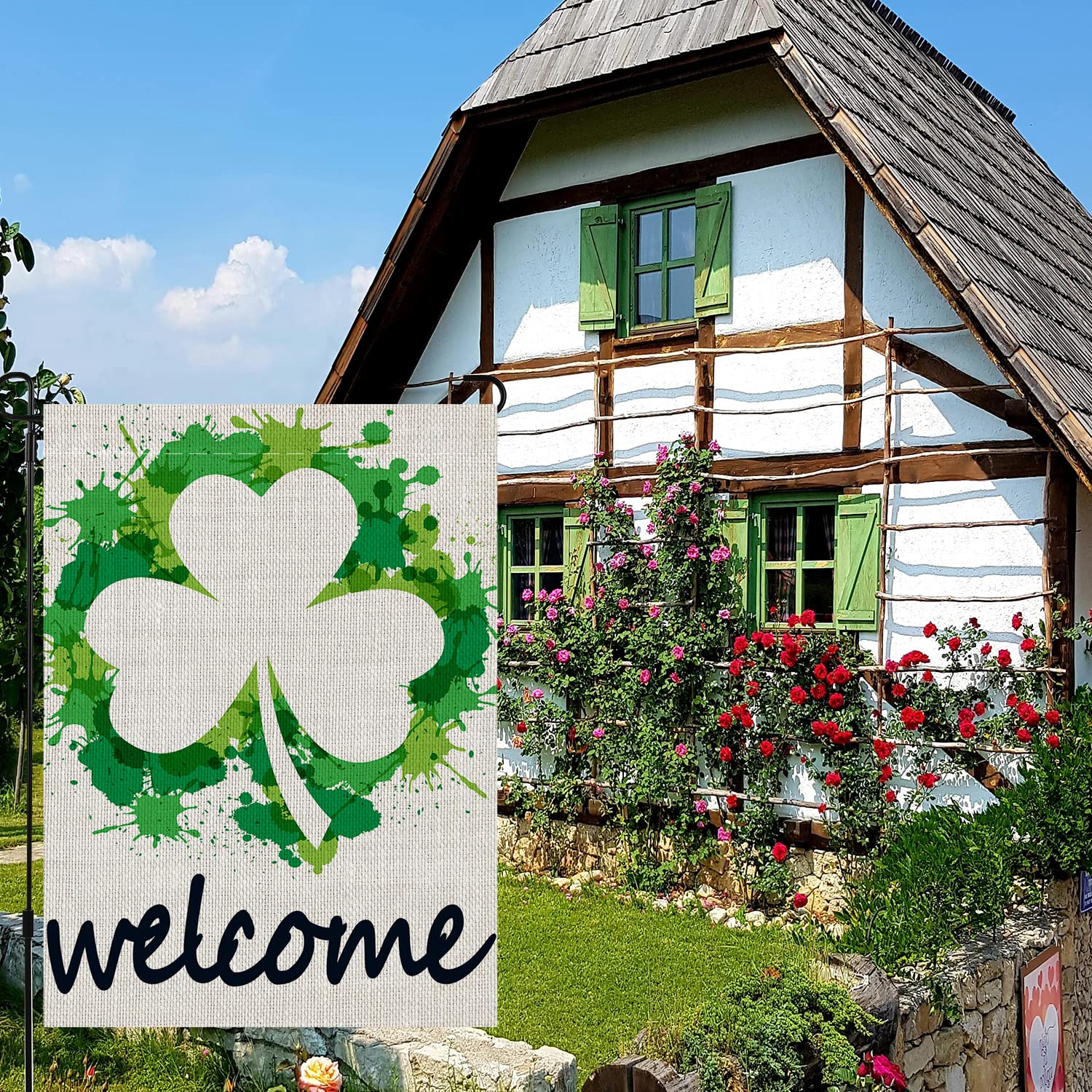 St. Patrick’s Day Gartenflagge – Doppelseitig, Grüne Zwerge & Kleeblatt, 30,5 X 45,7 Cm