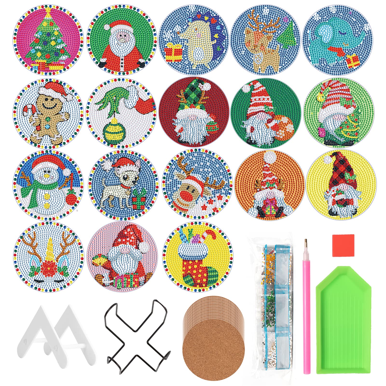 Diamond Painting Coaster Lot de 9 Dessous de Verre de Noël Dans Les Boissons Tasses de