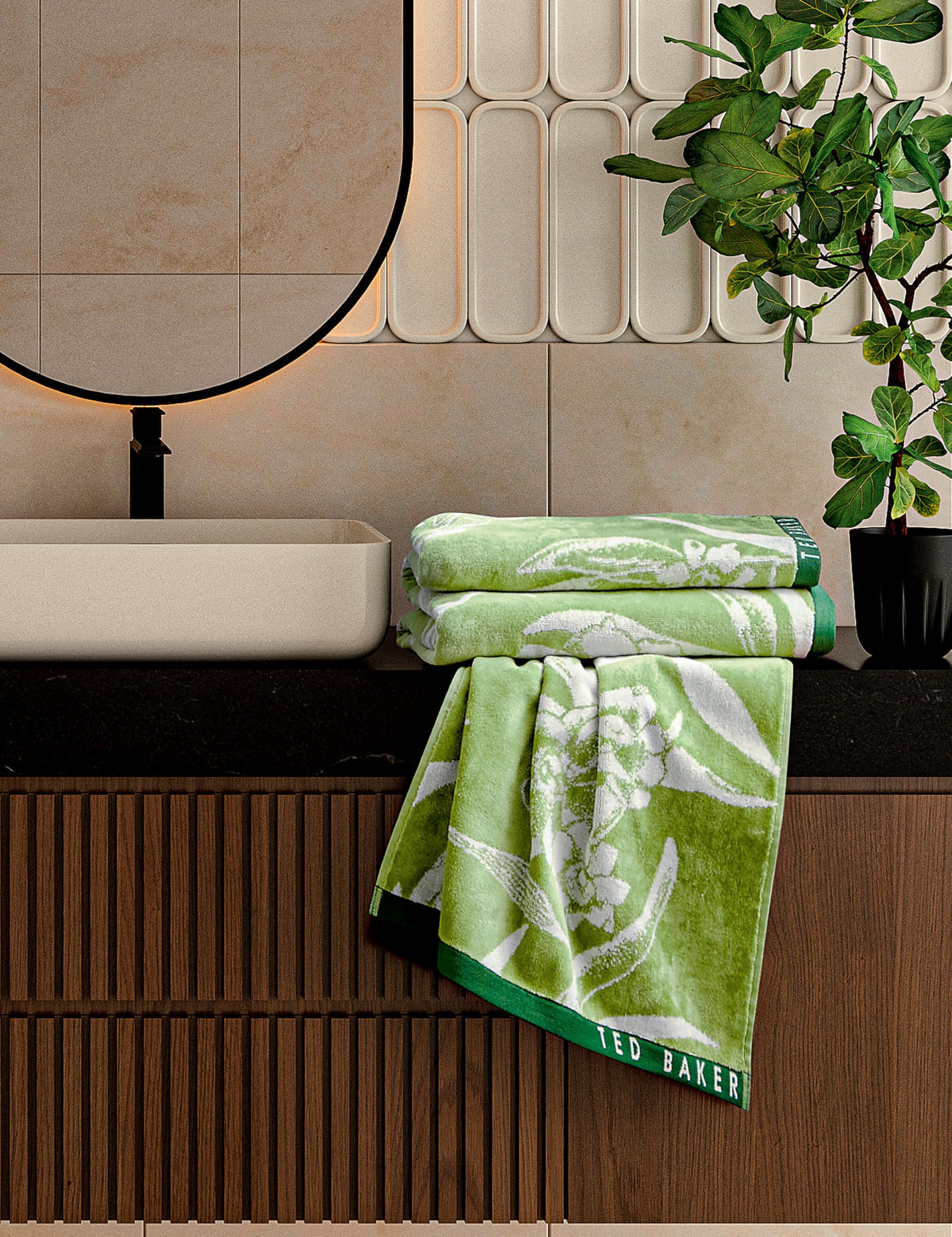 Ted Baker Unisex Green 'Cabana' Cotton Towels In
