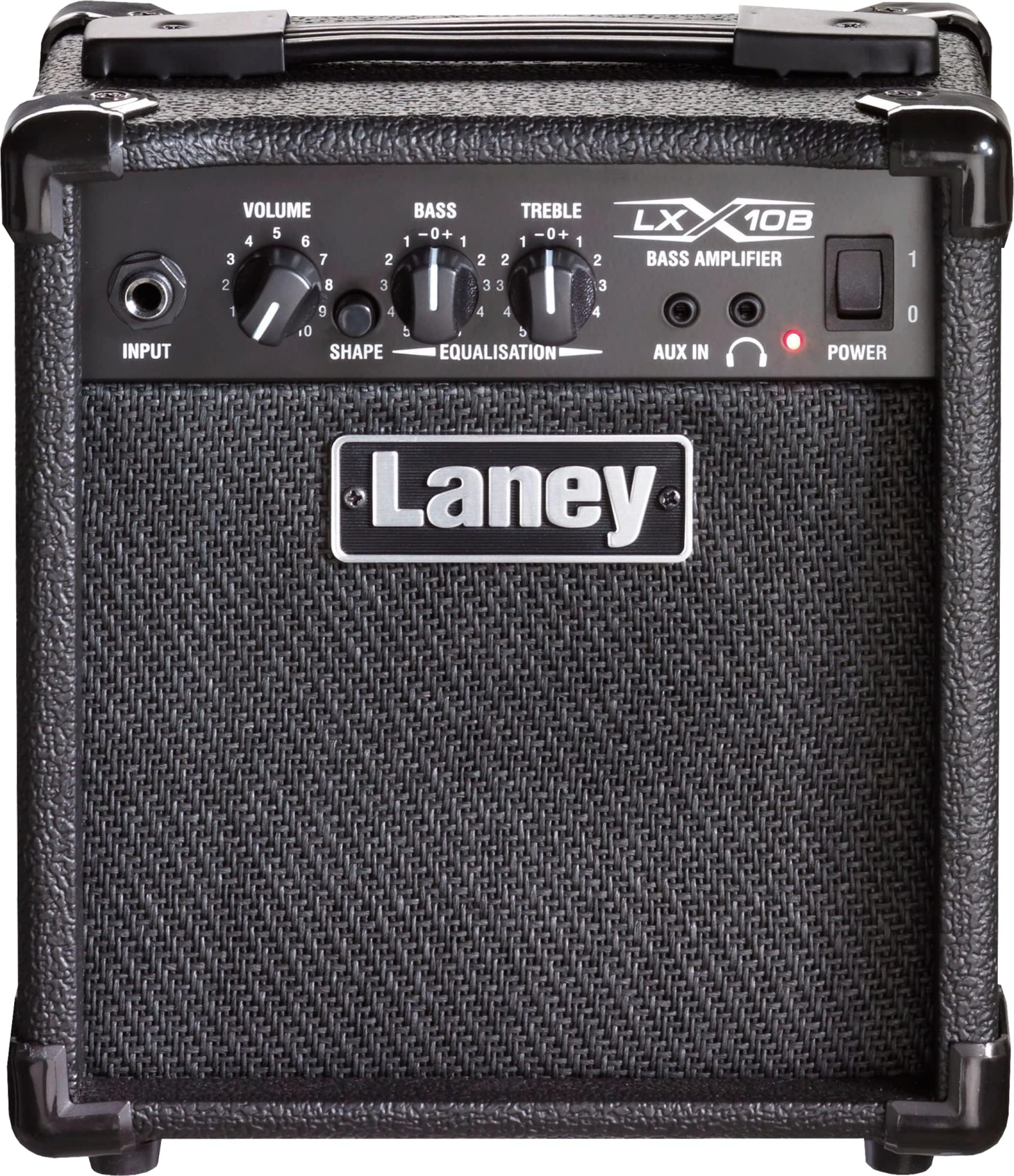 LaneyLX10B Bass Guitar Amp -10W Bass Amp, 2 EQ combo portable practise guitar amplifier perfect for beginners. Headphone out for silent practise and Aux in to jam along - Black