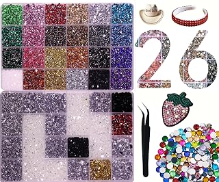 35000 Pcs 2-6mm Rainbow Rhinestone Gemstone Set for Bedazzling Kit