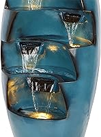 Vista 7 de Alpine Corporation Fuente de cascada en cascada de 5 niveles de 39 pulgadas de alto con luces LED, función de agua al aire libre para jardín, patio