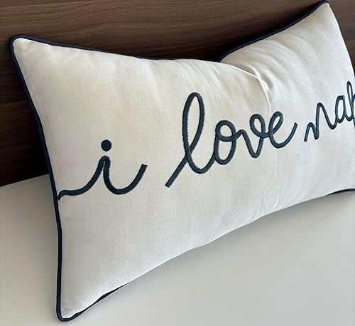 Miniatura 9 de EURASIA DECOR I Love Naps - Funda de almohada decorativa bordada para sala de estar, sofá, silla, patio, automóvil, balcón, banco, porche, oficina,