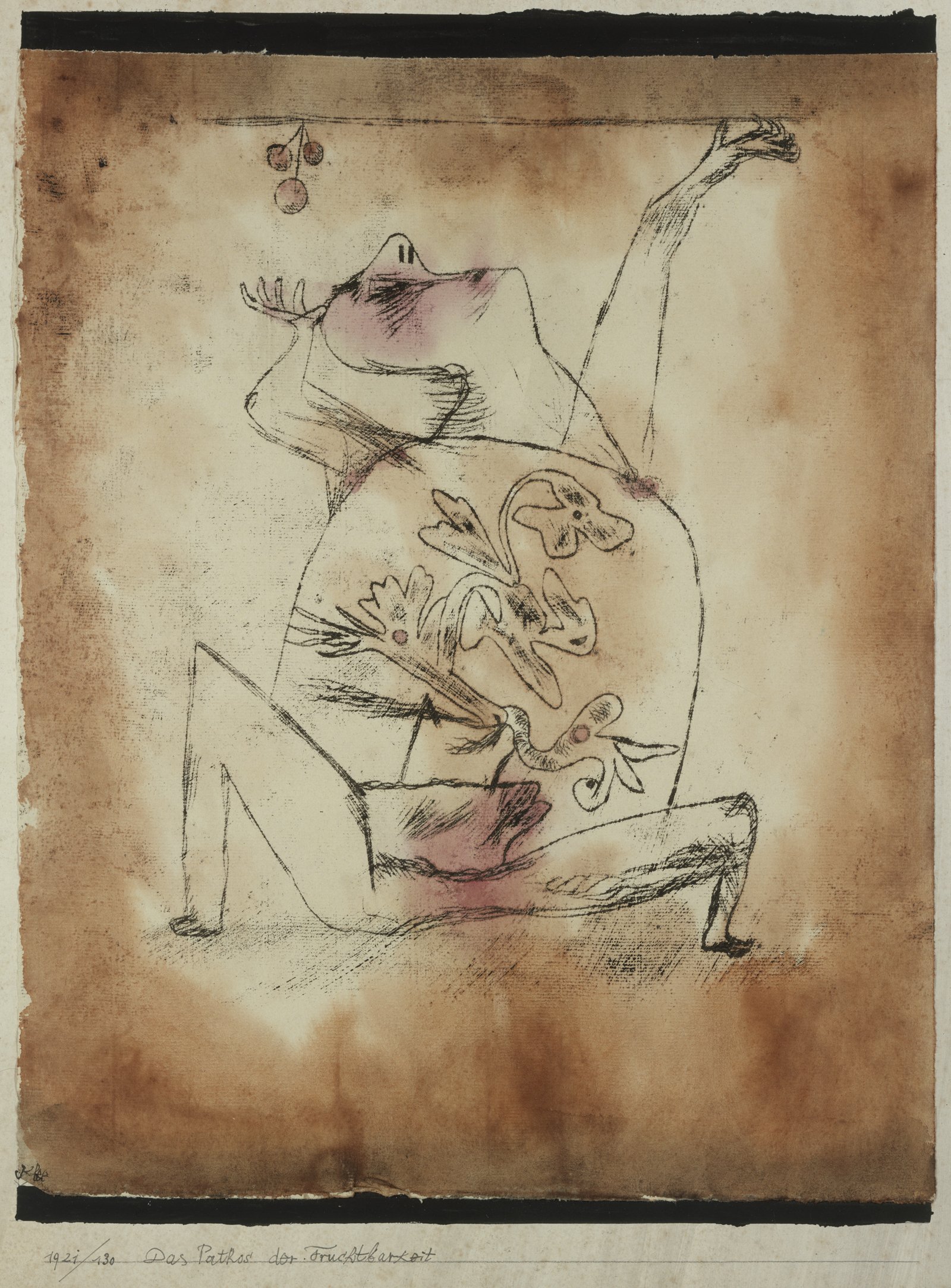 Affiche Paul Klee The Pathos of Fertility grand format cadre marron pour ambiance sereine