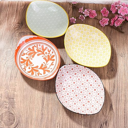 Miniatura 4 de BOSILI Juego de 4 platos llanos de porcelana, platos de 8 pulgadas, platos de cerámica para servir para ensalada de frutas