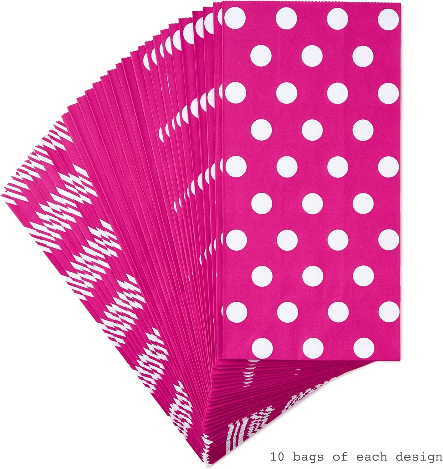 Bеѕt Quаlіtу 🔥 Hallmark Pink Party Favor and Wrapped Treat Bags, Assorted Designs (30 Ct., 10 Each of Chevron, White Dots, Solid) for Valentines Day, Baby Showers, Bridal Showers, Birthdays, Care Packages, May Day
