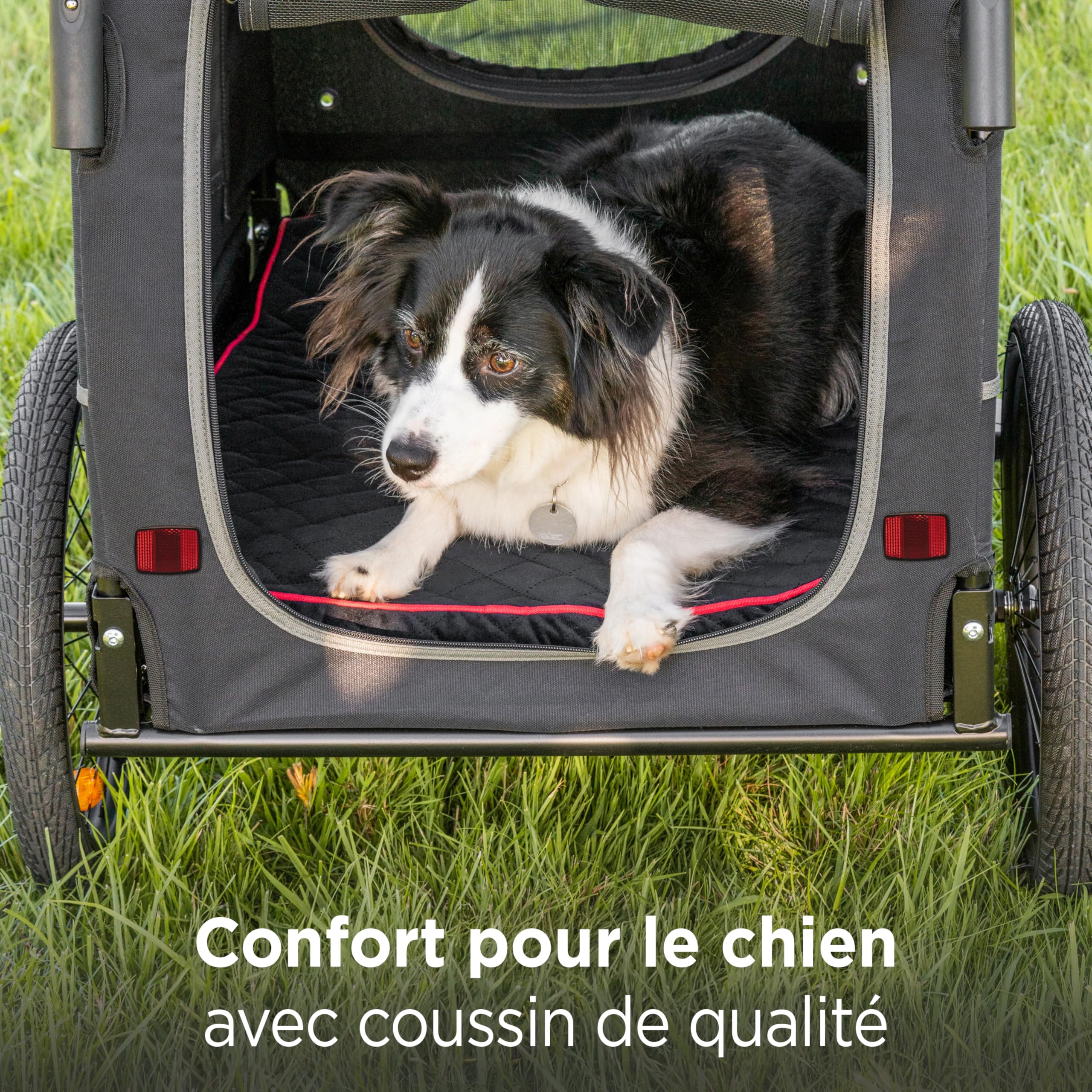 Remorque Vélo Chien 2-en-1 – Poussette et Chariot Pliable avec Coussin – Carriole étanche Jusqu’à 30 kg – Compatible avec vélos électriques – Noir