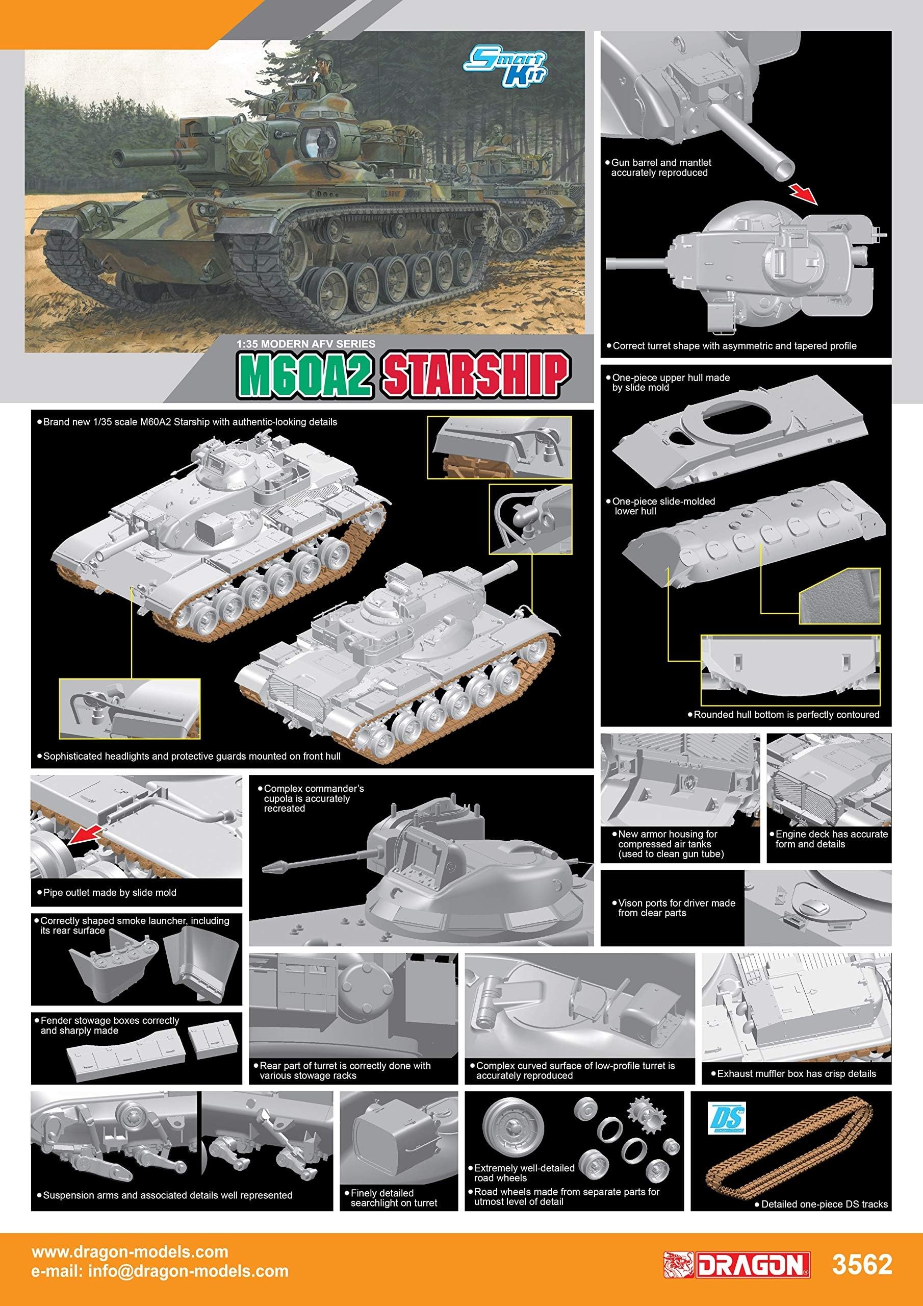ドラゴン 1/35 アメリカ陸軍 M60A2 スターシップ アルミ砲身付き プラモデル DR3562SP dwos6rj Amazon.com: Dragon Models 1/35 M60A2 Starship Smart Kit