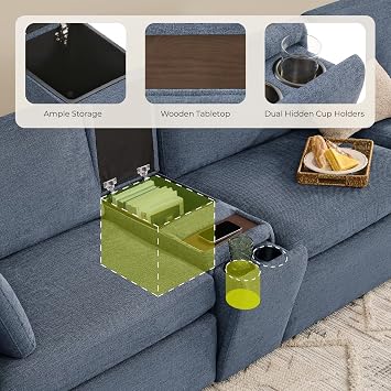 CHITA Modular Sectional Sofa, Side Table, Blue