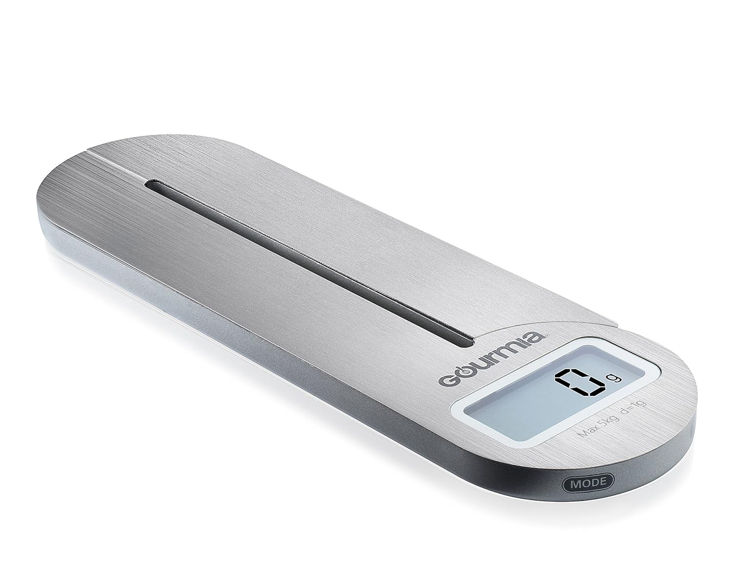 Gourmia GKS9160 Stainless Steel Folding Scale Compact Electronic Kitchen Scale Features One-Touch Tare Function- Battery Included