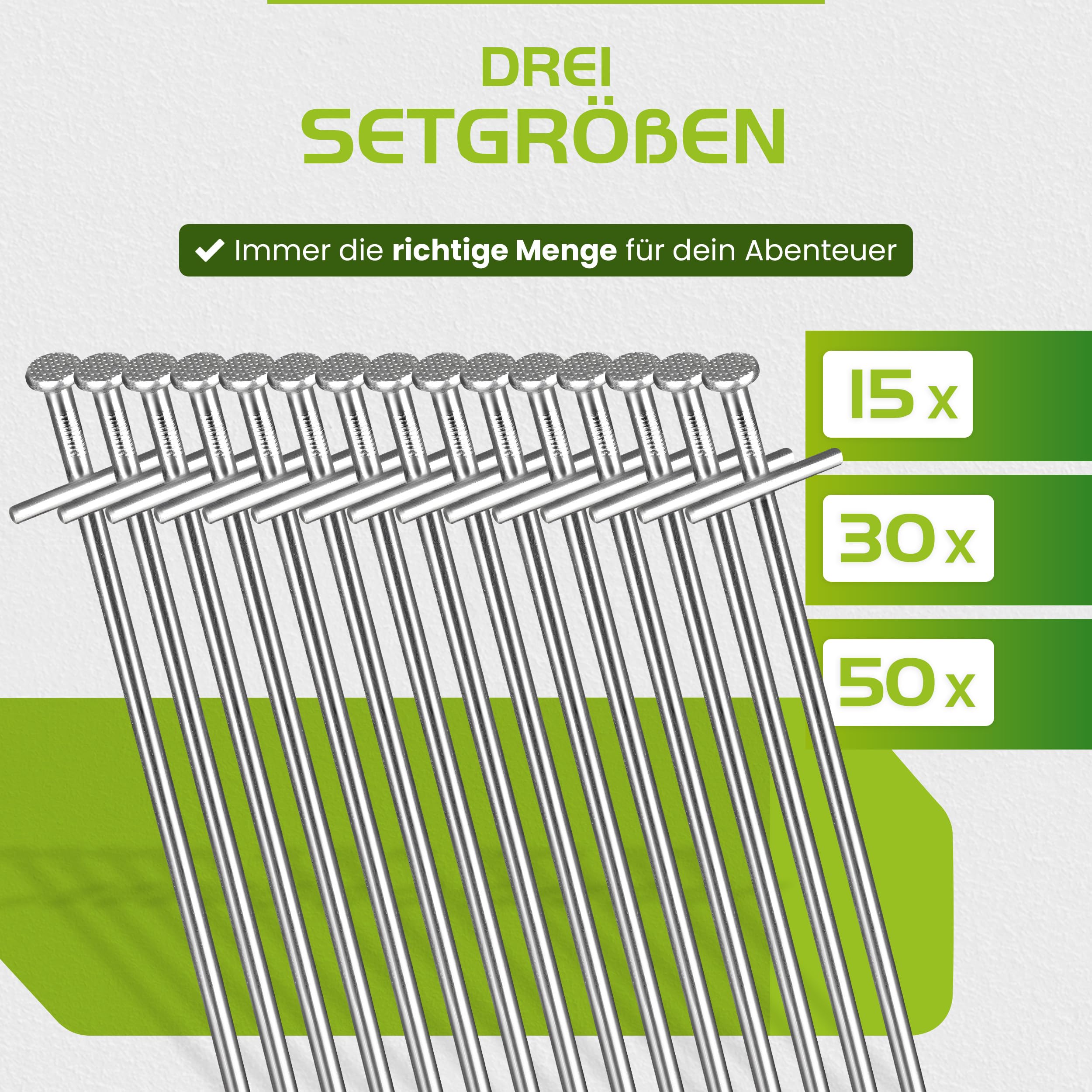 Balinco - Bodenanker 30er Set 230x6 mm - Anti-Rost Heringe mit T-Profil aus verzinktem Stahl – Stabile Zeltheringe für Camping, Zelt, Pavillon, Sonnensegel, Abspannleinen – Erdnägel für Harte Böden