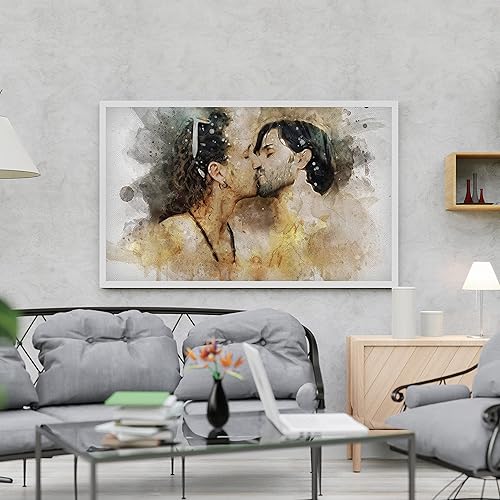 Miniatura 6 de Retrato personalizado de pareja LGBT de foto de acuarela arte sobre lienzo, regalo de compromiso, regalo memorable para marido o novio, arte de