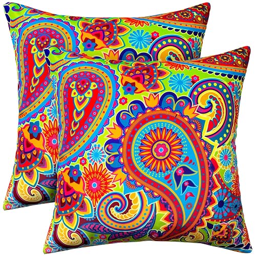 Outdoor Pillows, 2 Pack 18x18 Water Resistant Outdoor Throw Pillows