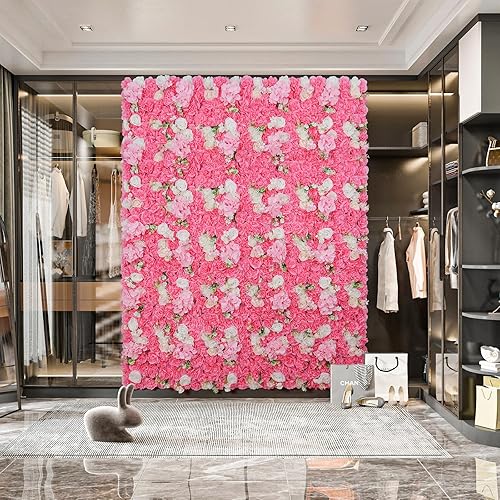 Miniatura 7 de Paneles de pared de flores artificiales de seda color granate, 12 unidades, 15 x 15 pulgadas, fondo floral 3D de hortensias para el hogar, fiesta,