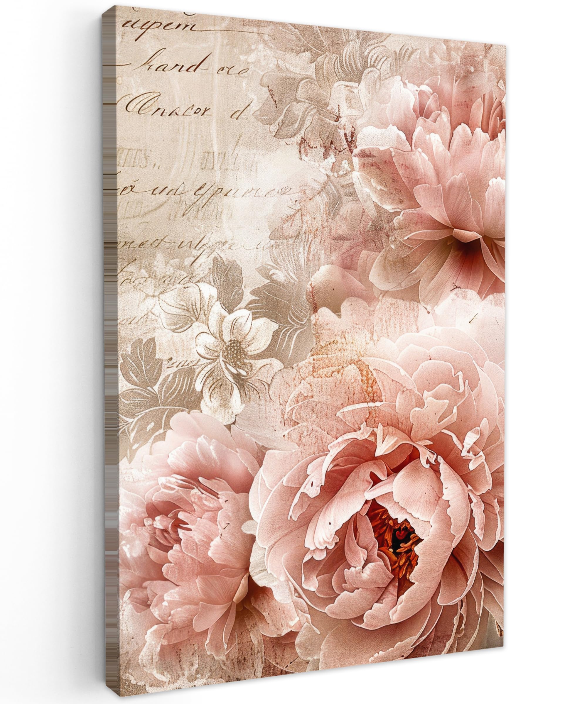 MuchoWow© Leinwandbilder 60x90 cm Wall Art Decoration Bilder für die Wand Schlafzimmer Deko Canvas Painting Wanddekoration Wohnzimmer Blumen - Rosen - Buch - Kunst