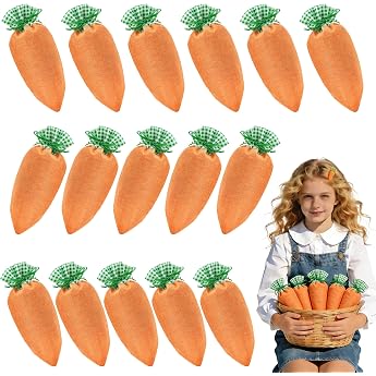 Pack of 16 Easter Carrot Bags - Velvet Carrot Shaped Bags Easter Bags for Filling with Drawstring Reusable Easter Bags for Sweets Chocolate and Small Gifts Red Carrot