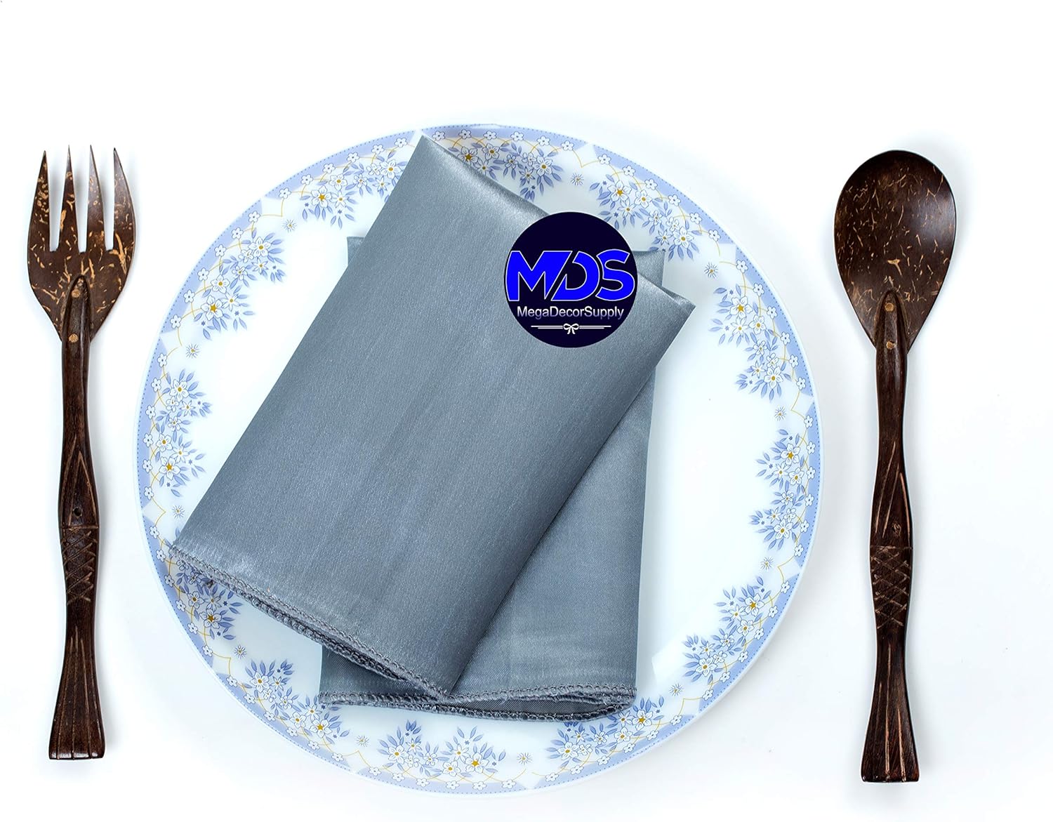 MDS Set of 100 PCS Satin Napkin 20x20 Inch Square, Dinner Table Napkins for Wedding, Bulk Silky Sateen Cloth Napkins for Restaurant Banquet Graduation Birthday Party Decoration - Light Silver