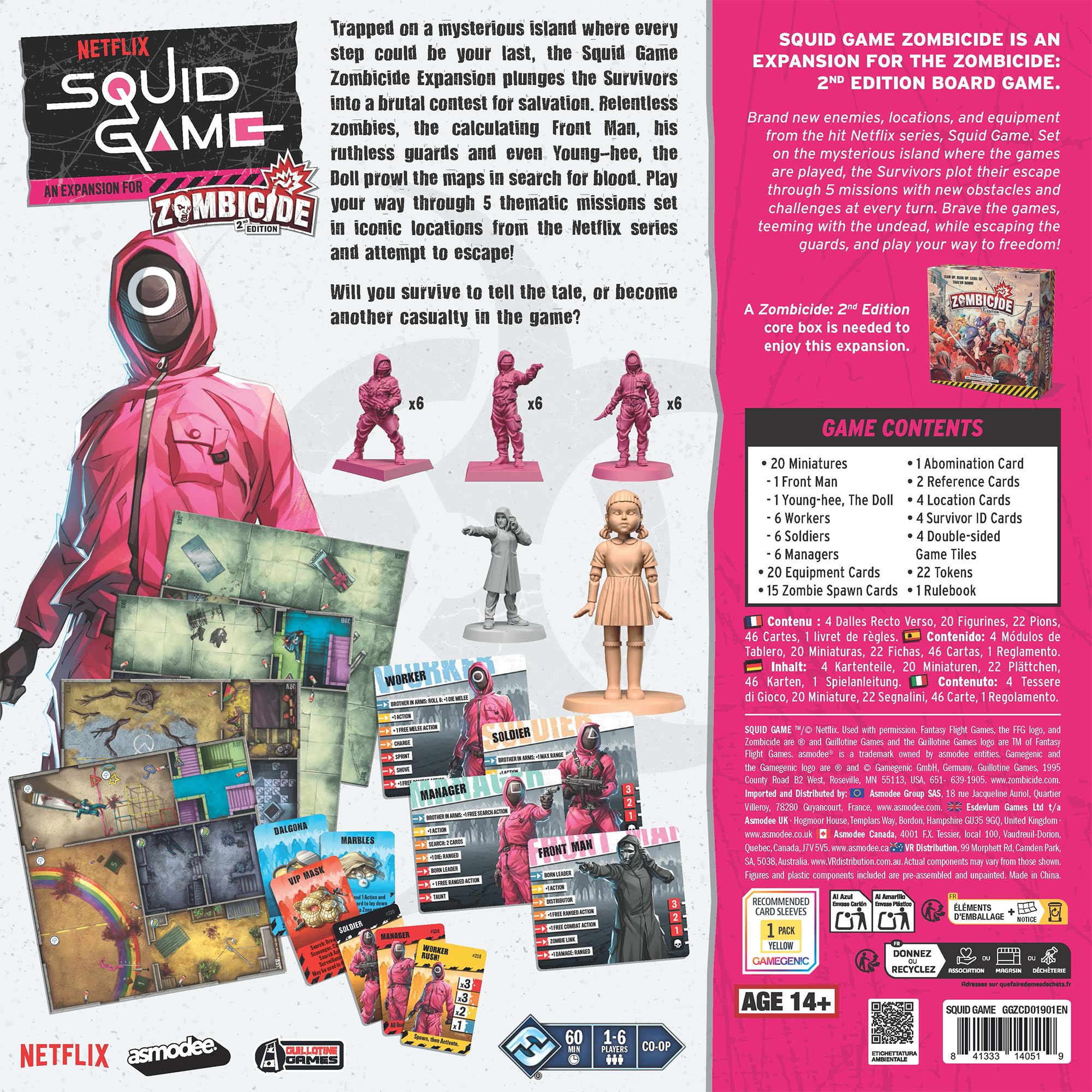 Asmodee, Zombicide 2ª edición – Squid Game, versión EN, Boardgame Expansion for 1-6 Players Age 14+ with a Playing Time of 60 Minutes