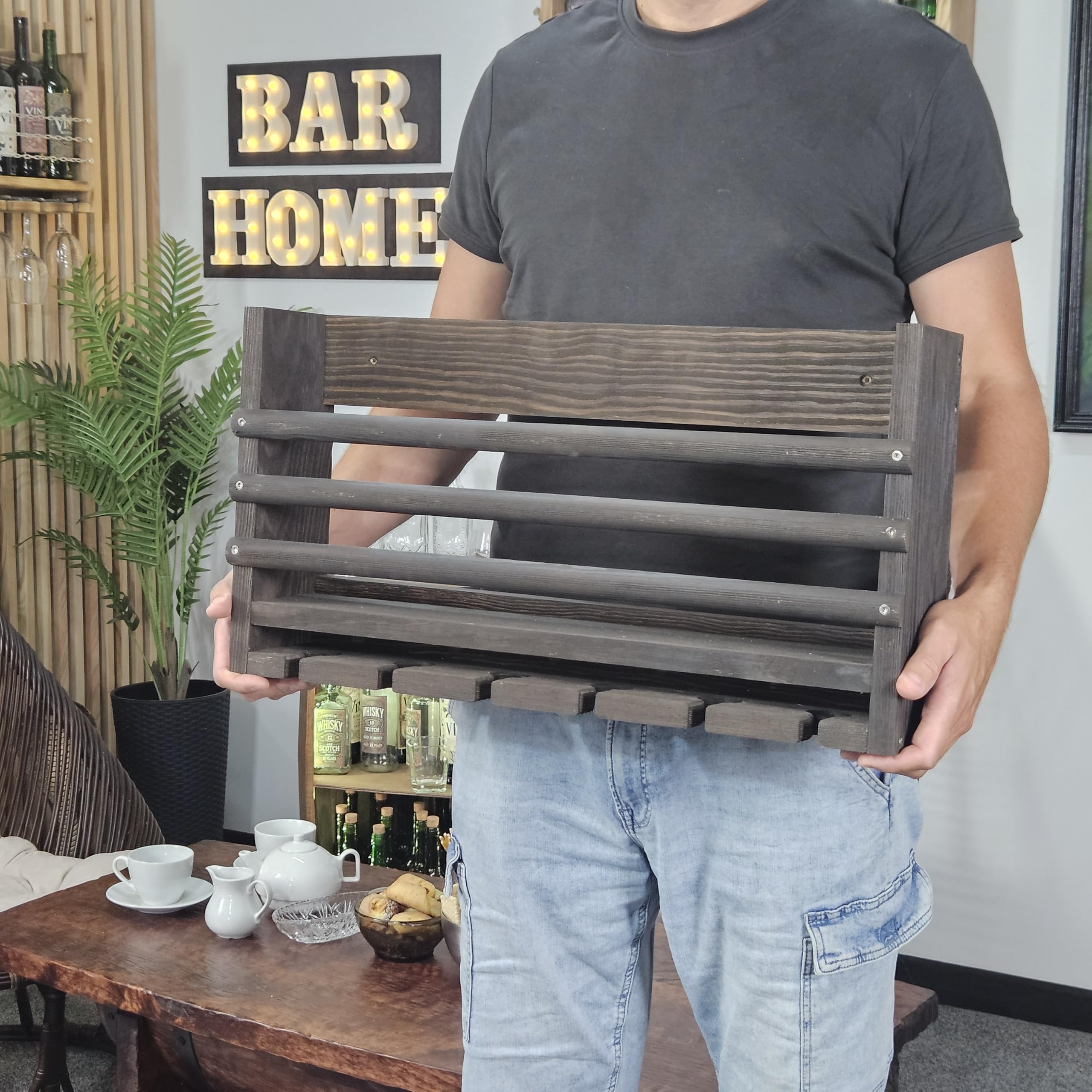 Porte-Bouteilles Mural pour vin et Whisky, 3 Barres, wenge