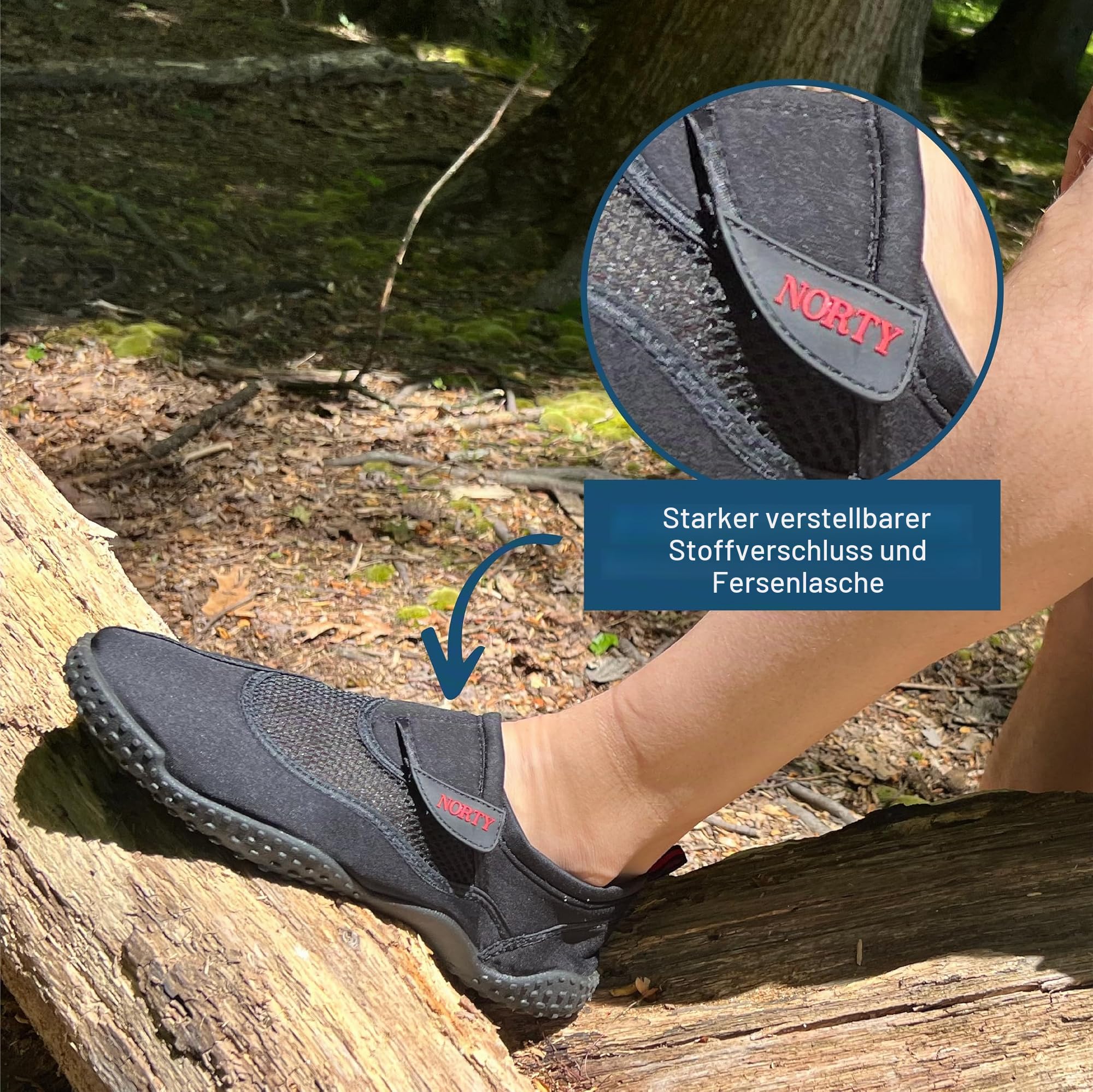 NORTY Wasserschuhe für Herren, schnelltrocknend, für Strand, Kajak und Pool, rutschfester Griff, Farben (Schwarz, Marineblau)
