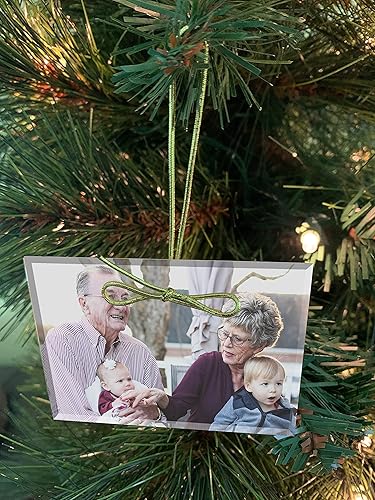 Miniatura 4 de Ice Prints Adornos de fotos de vidrio personalizados retrato rectangular Paquete de 3  Gran regalo para vacaciones árbol de Navidad cumpleaños